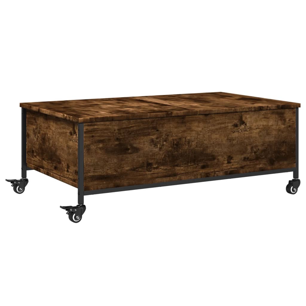 Stolić za kavu s kotačima boja hrasta 91 x 55 x 34 cm drveni