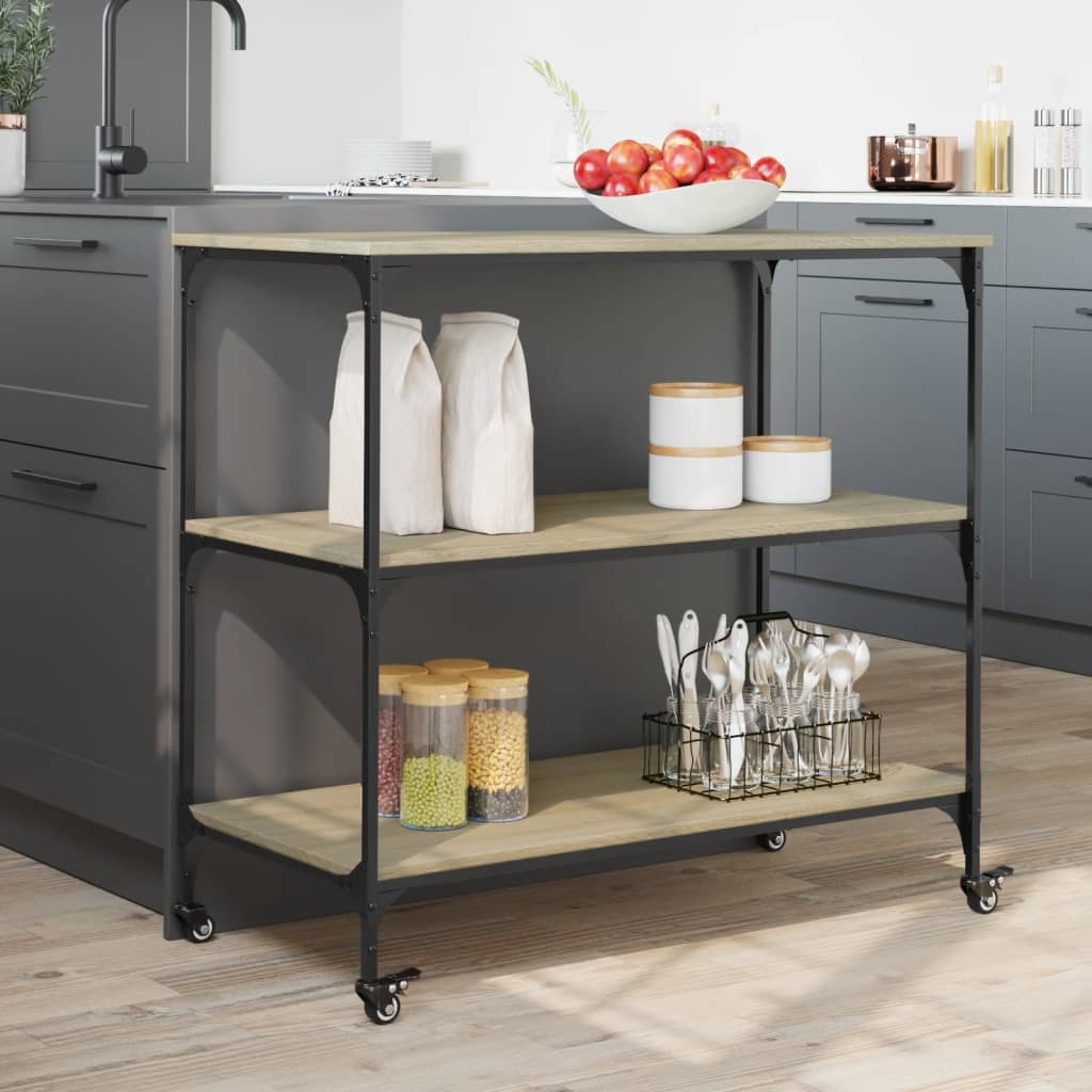 Kuhinjska kolica boja hrasta 102 x 50 x 95 cm konstruirano drvo