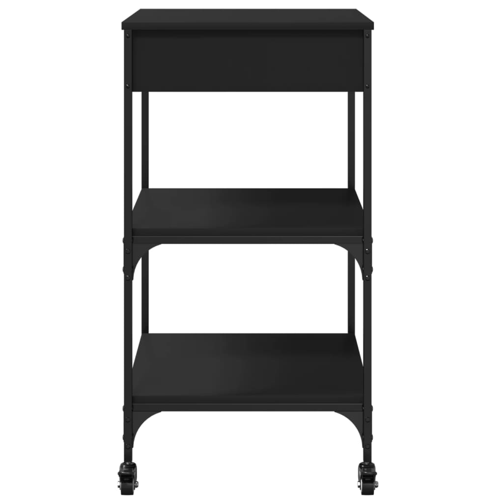 Kuhinjska kolica crna 60 x 48 x 89,5 cm od konstruiranog drva