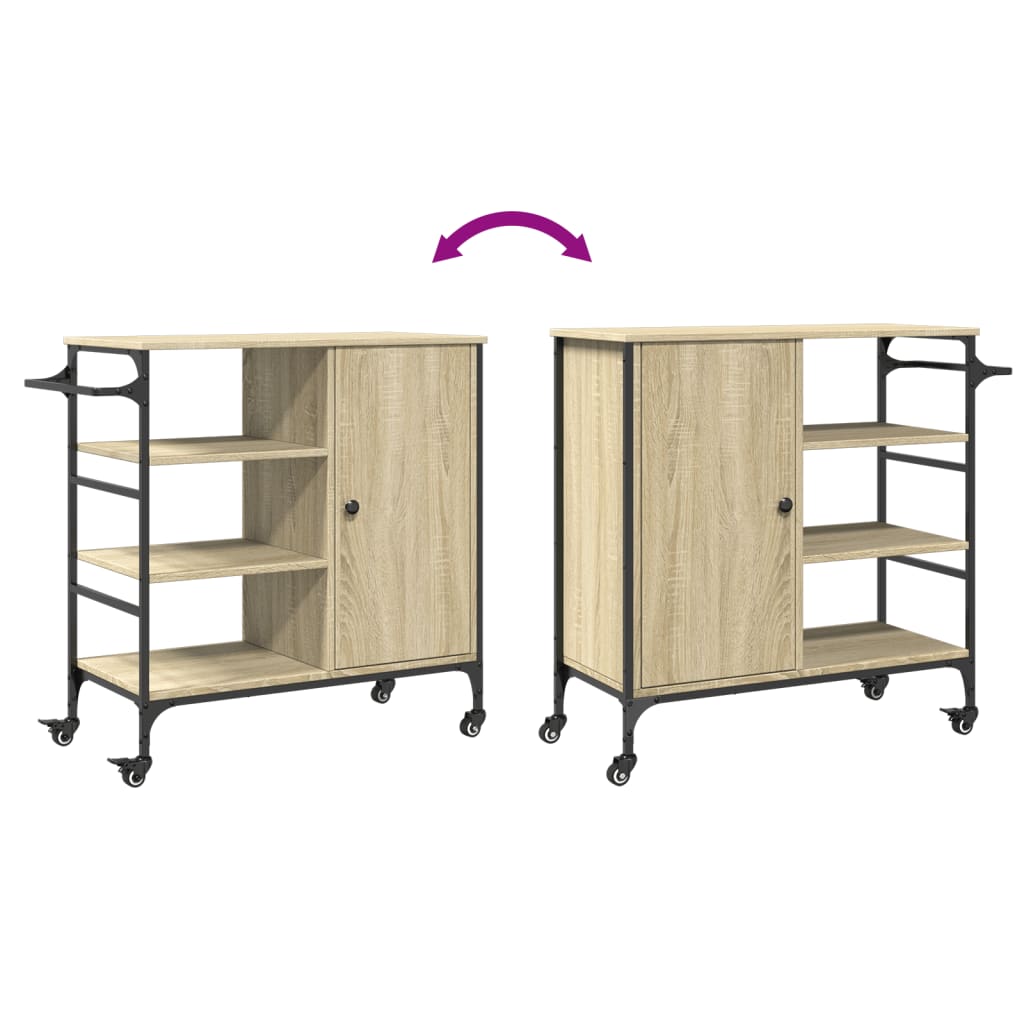 Kuhinjska kolica boja hrasta 87,5x38,5x84,5cm konstruirano drvo