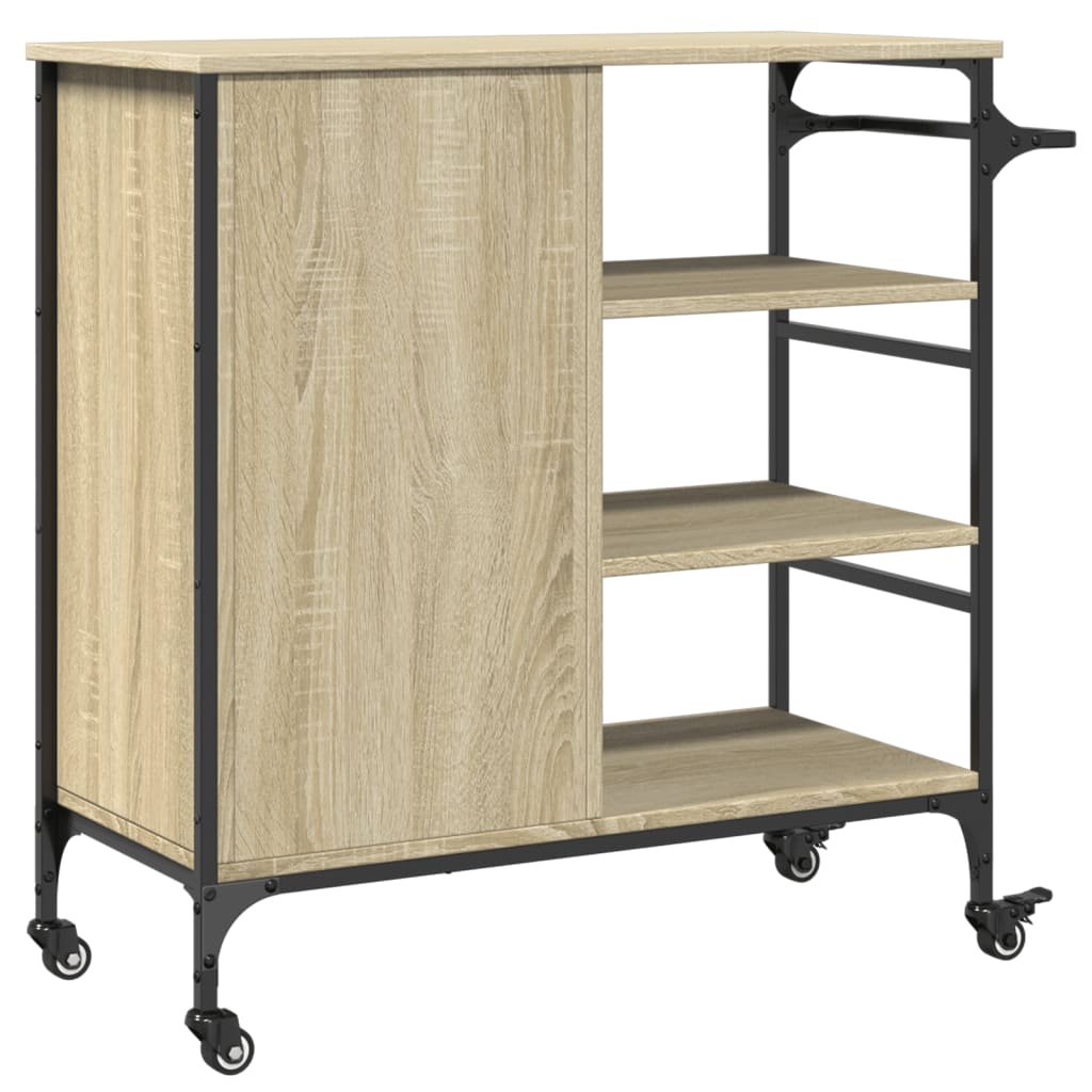Kuhinjska kolica boja hrasta 87,5x38,5x84,5cm konstruirano drvo