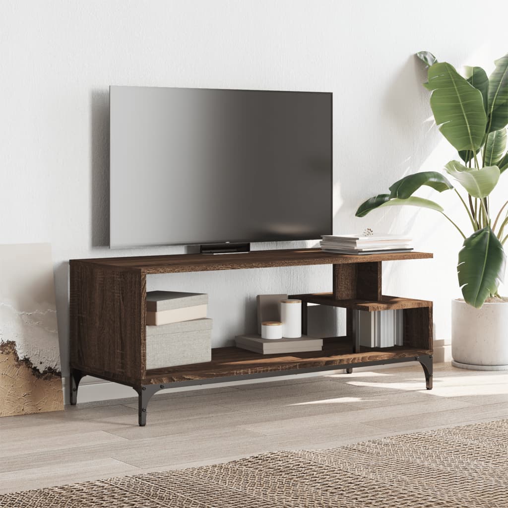 TV ormarić boja hrasta 102x40x41 cm konstruirano drvo i čelik