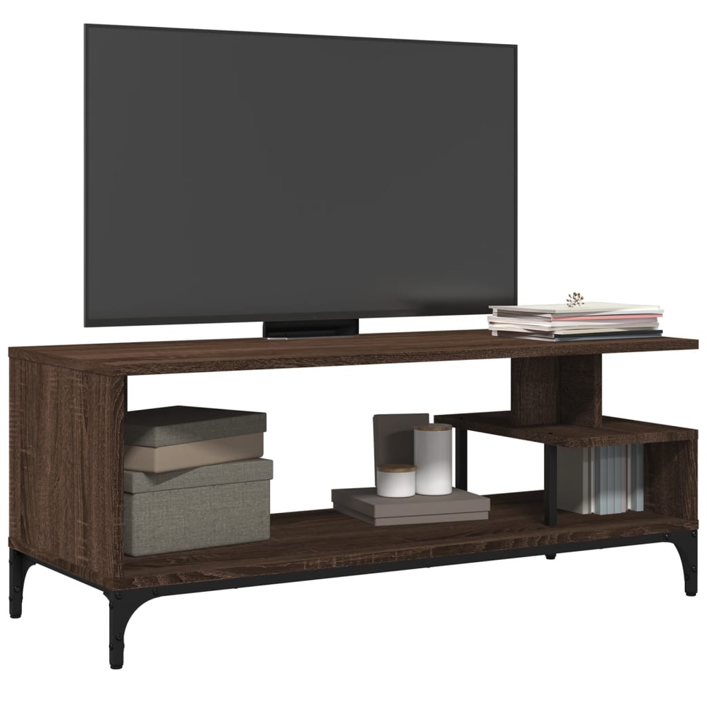 TV ormarić boja hrasta 102x40x41 cm konstruirano drvo i čelik