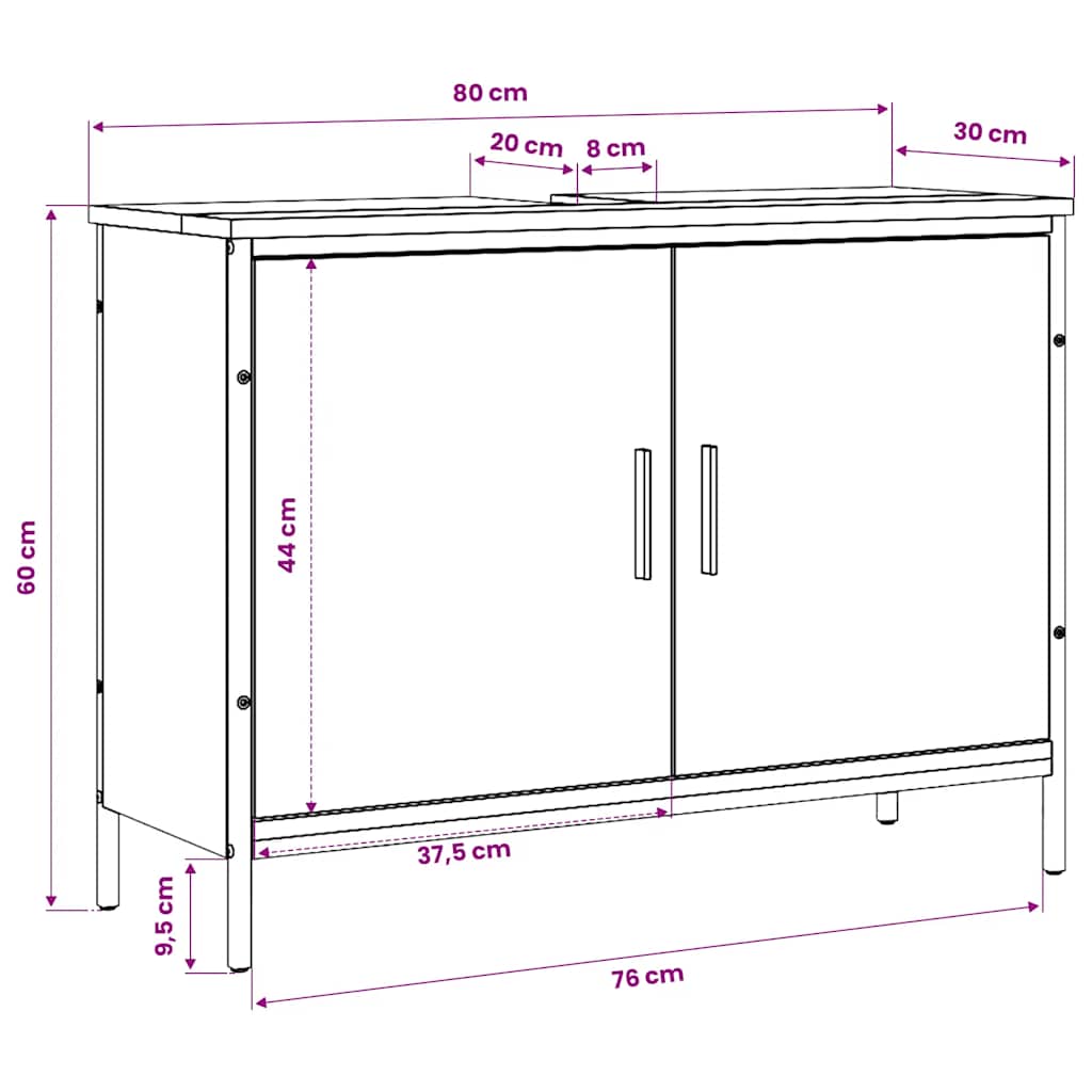 Ormarić za umivaonik smeđa boja hrasta 80 x 30 x 60 cm drveni