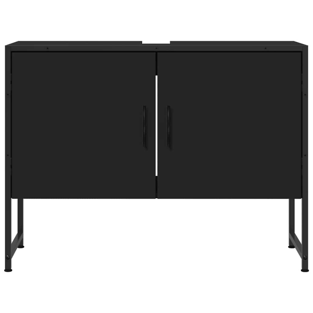 Kupaonski ormarić za umivaonik crni 80 x 33 x 60 cm drveni
