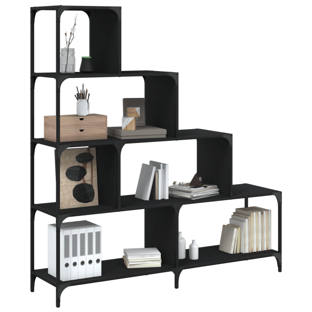 Regal za knjige 4 razine crni 139x33,5x149 cm konstruirano drvo