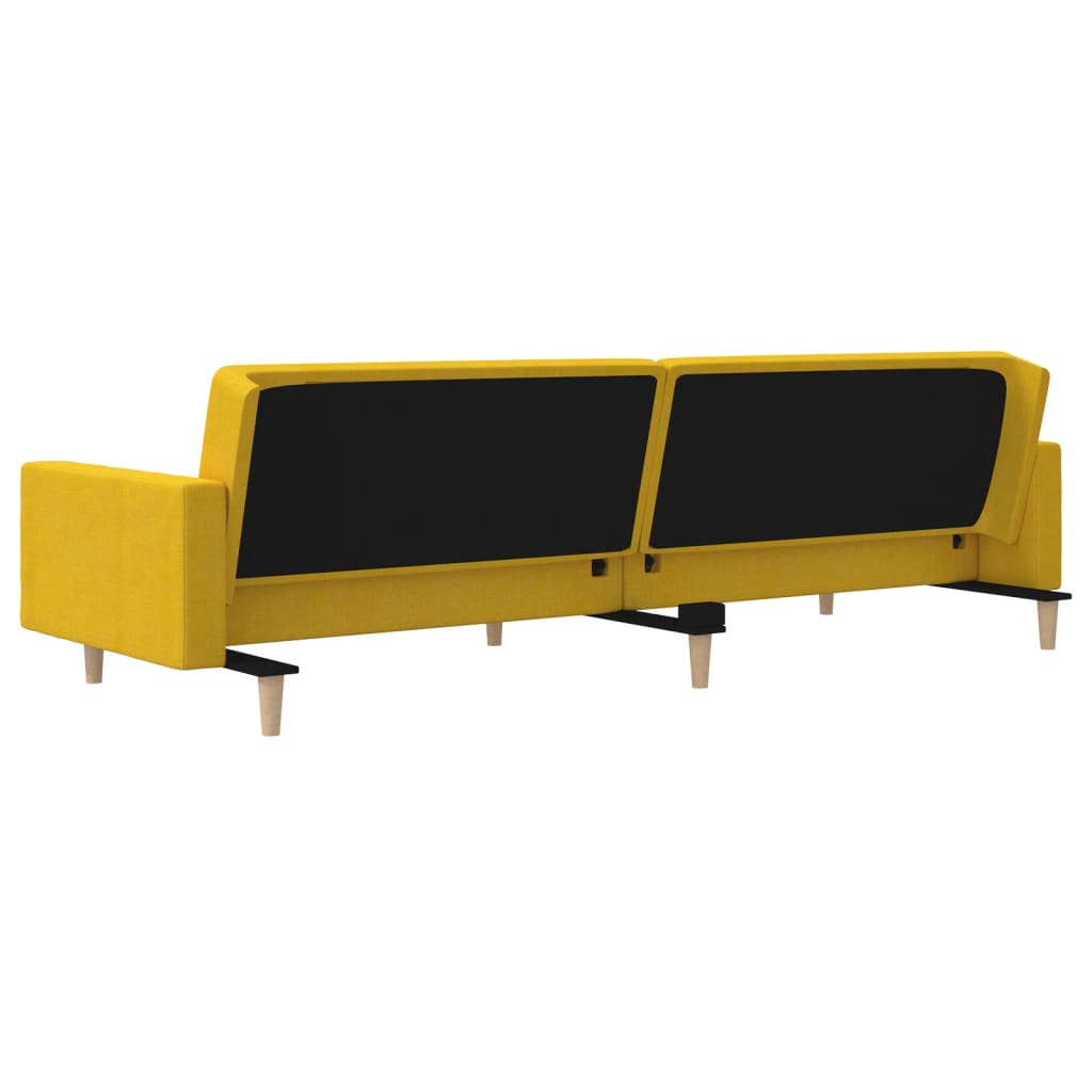 Dvosjed na razvlačenje s dva jastuka žuti od tkanine