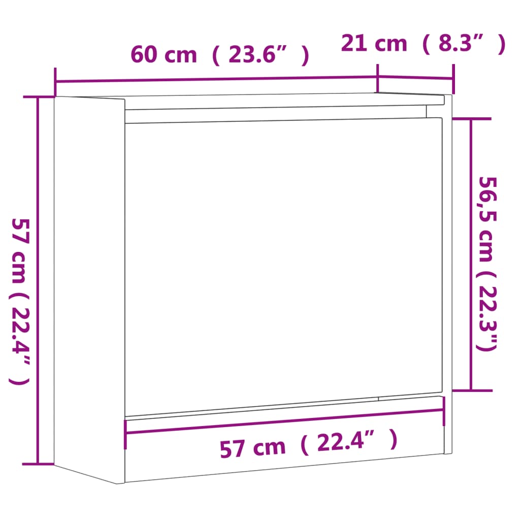 Ormarić za cipele bijeli 60 x 21 x 57 cm od konstruiranog drva