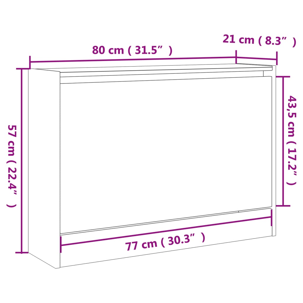Ormarić za cipele boja betona 80x21x57 cm konstruirano drvo