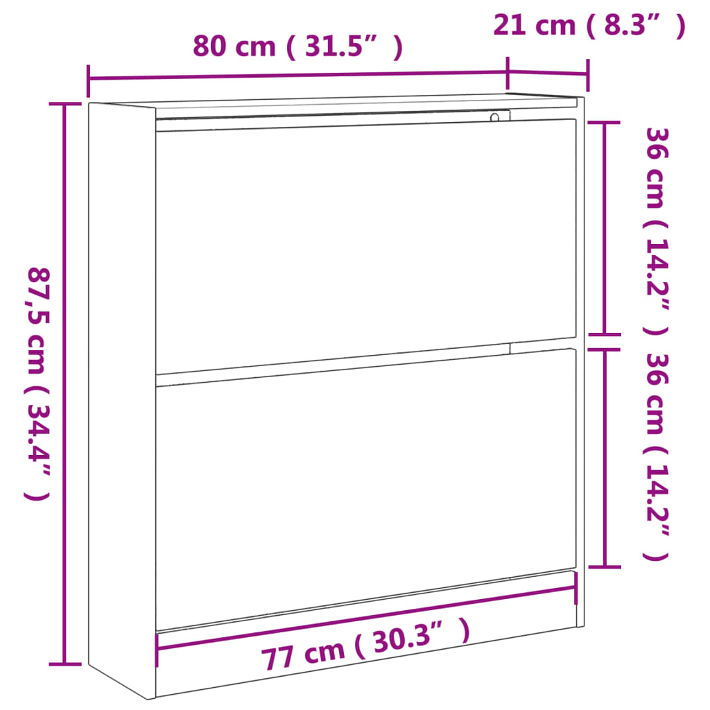 Ormarić za cipele bijeli 80x21x87,5 cm od konstruiranog drva