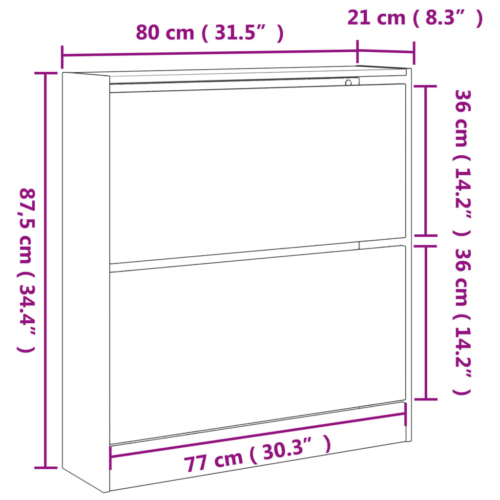 Ormarić za cipele boja betona 80x21x87,5 cm konstruirano drvo