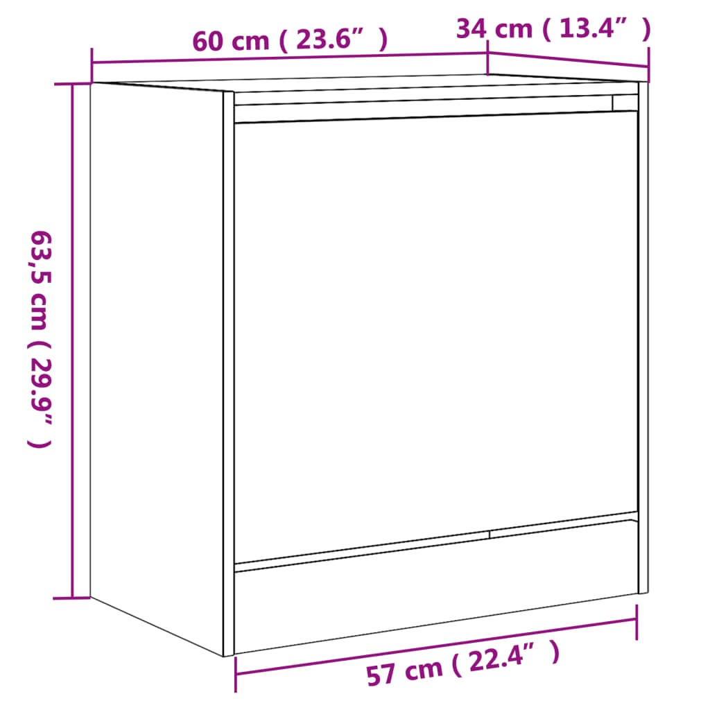 Ormarić za cipele boja hrasta 60x34x63,5 cm konstruirano drvo