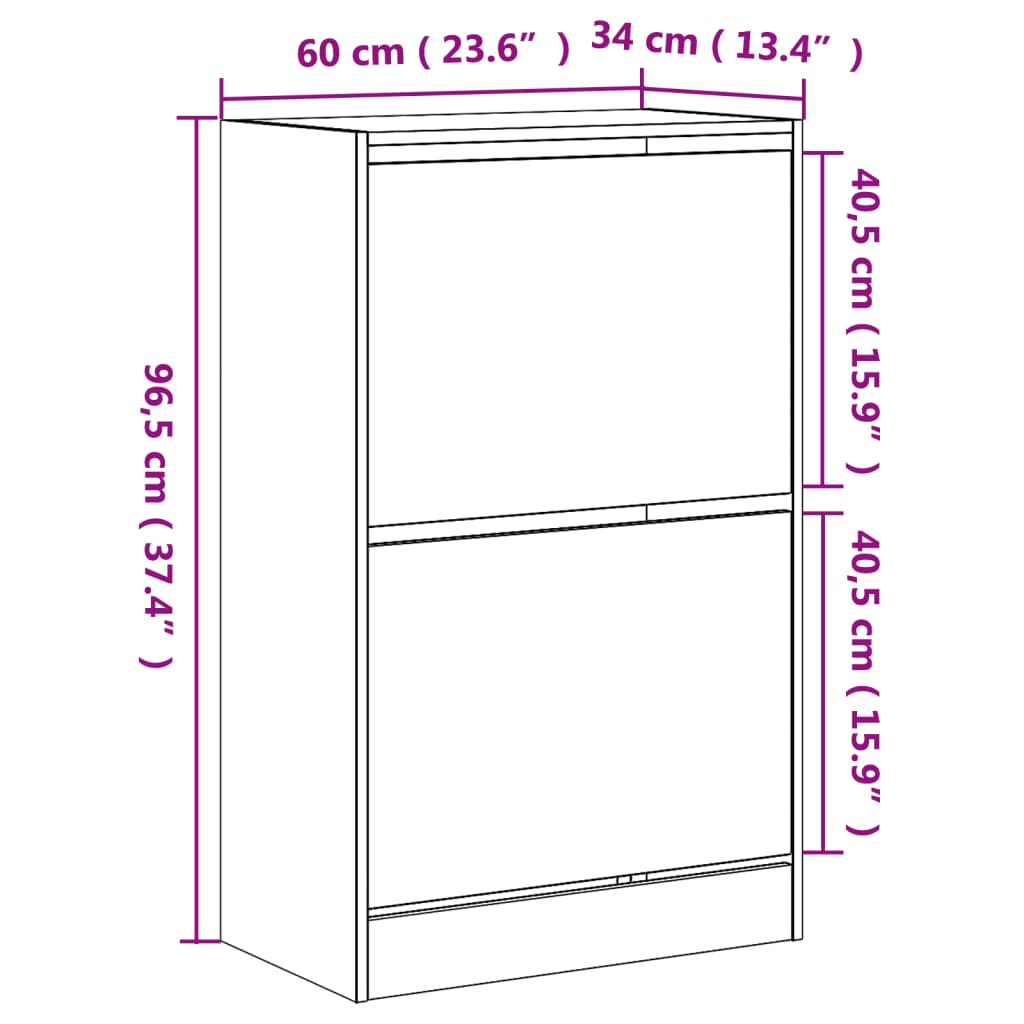 Ormarić za cipele boja betona 60x34x96,5 cm konstruirano drvo
