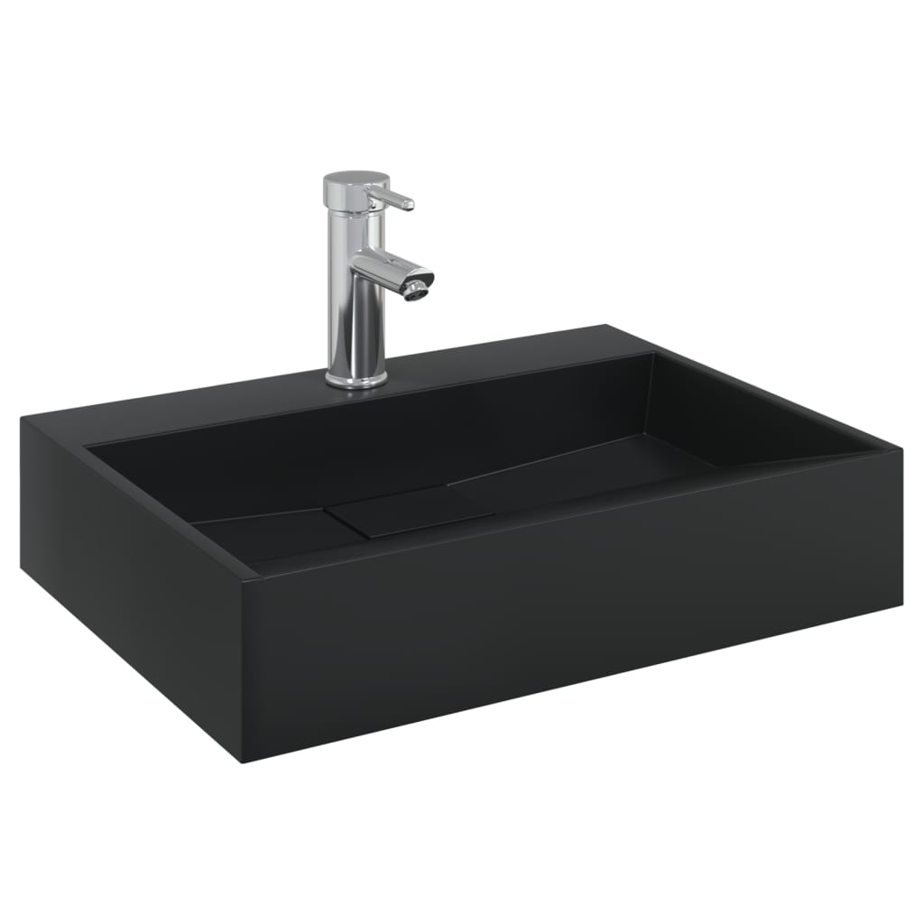 Umivaonik od lijevanih minerala i mramora 50x38x11 cm mat crni
