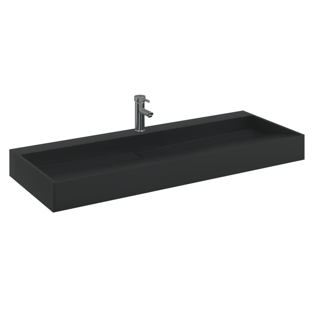 Umivaonik od lijevanih minerala i mramora 120x46x11 cm mat crni