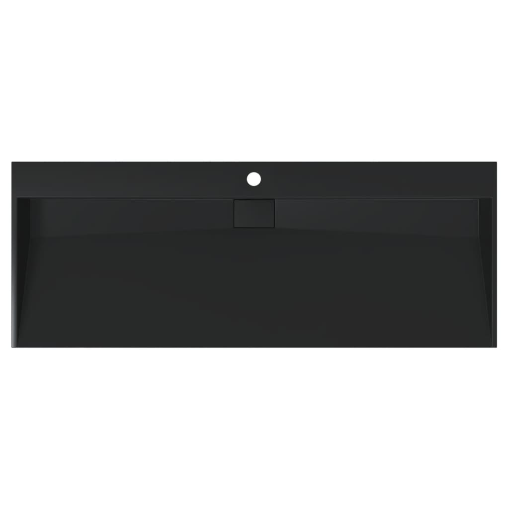 Umivaonik od lijevanih minerala i mramora 120x46x11 cm mat crni