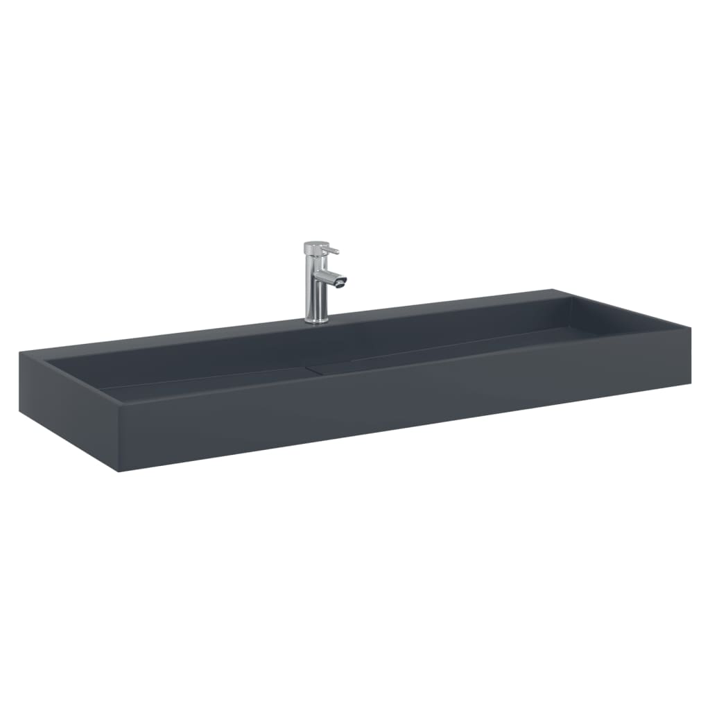 Umivaonik od lijevanih minerala/mramora 120x46x11 cm antracit