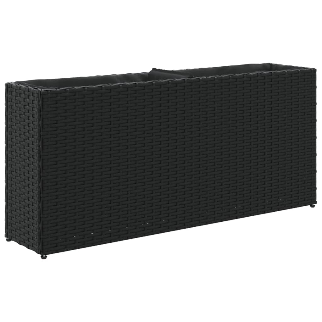 Vrtna sadilica s 2 posude crna 90 x 20 x 40 cm od poliratana