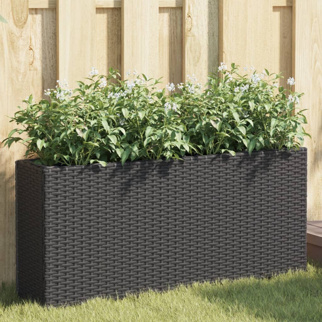 Vrtna sadilica s 2 posude crna 90 x 20 x 40 cm od poliratana