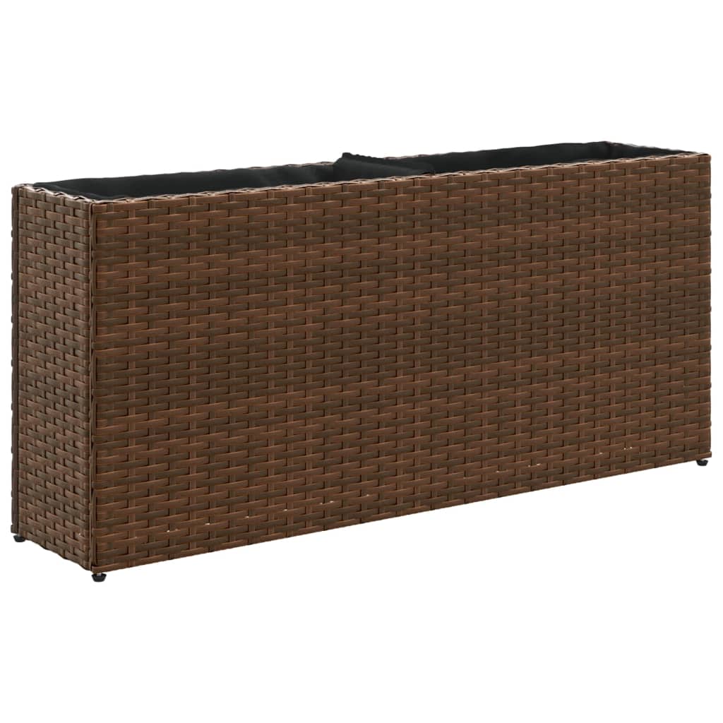 Vrtna sadilica s 2 posude smeđa 90 x 20 x 40 cm od poliratana