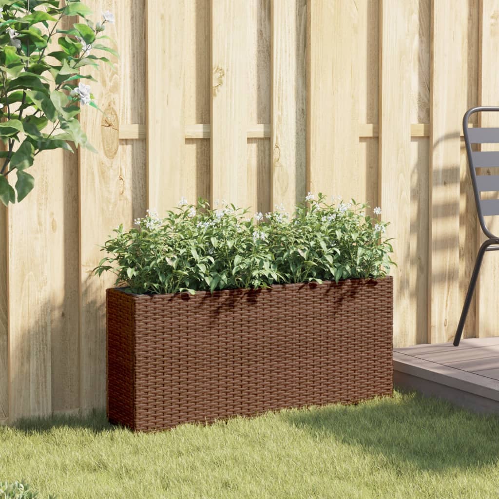 Vrtna sadilica s 2 posude smeđa 90 x 20 x 40 cm od poliratana