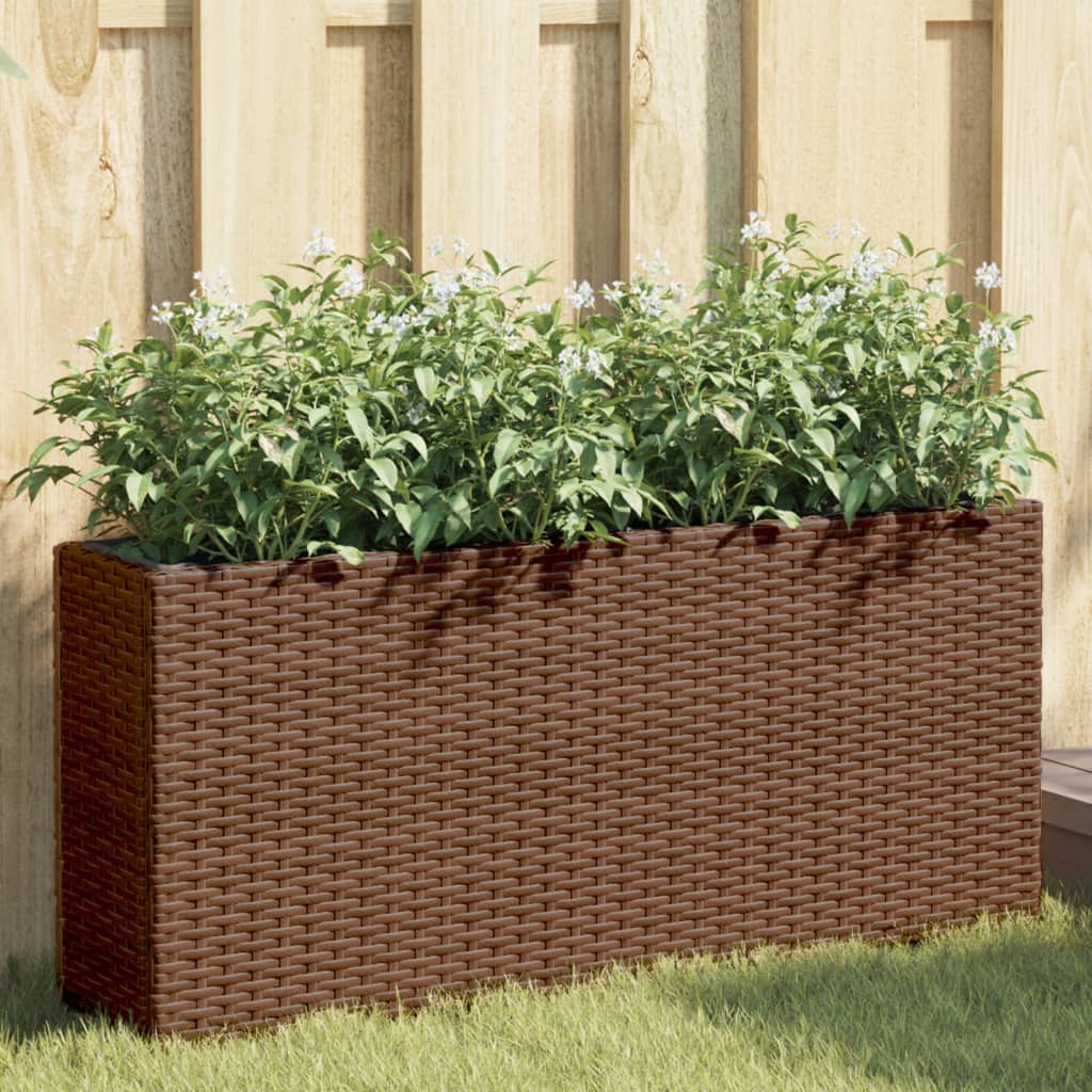 Vrtna sadilica s 2 posude smeđa 90 x 20 x 40 cm od poliratana