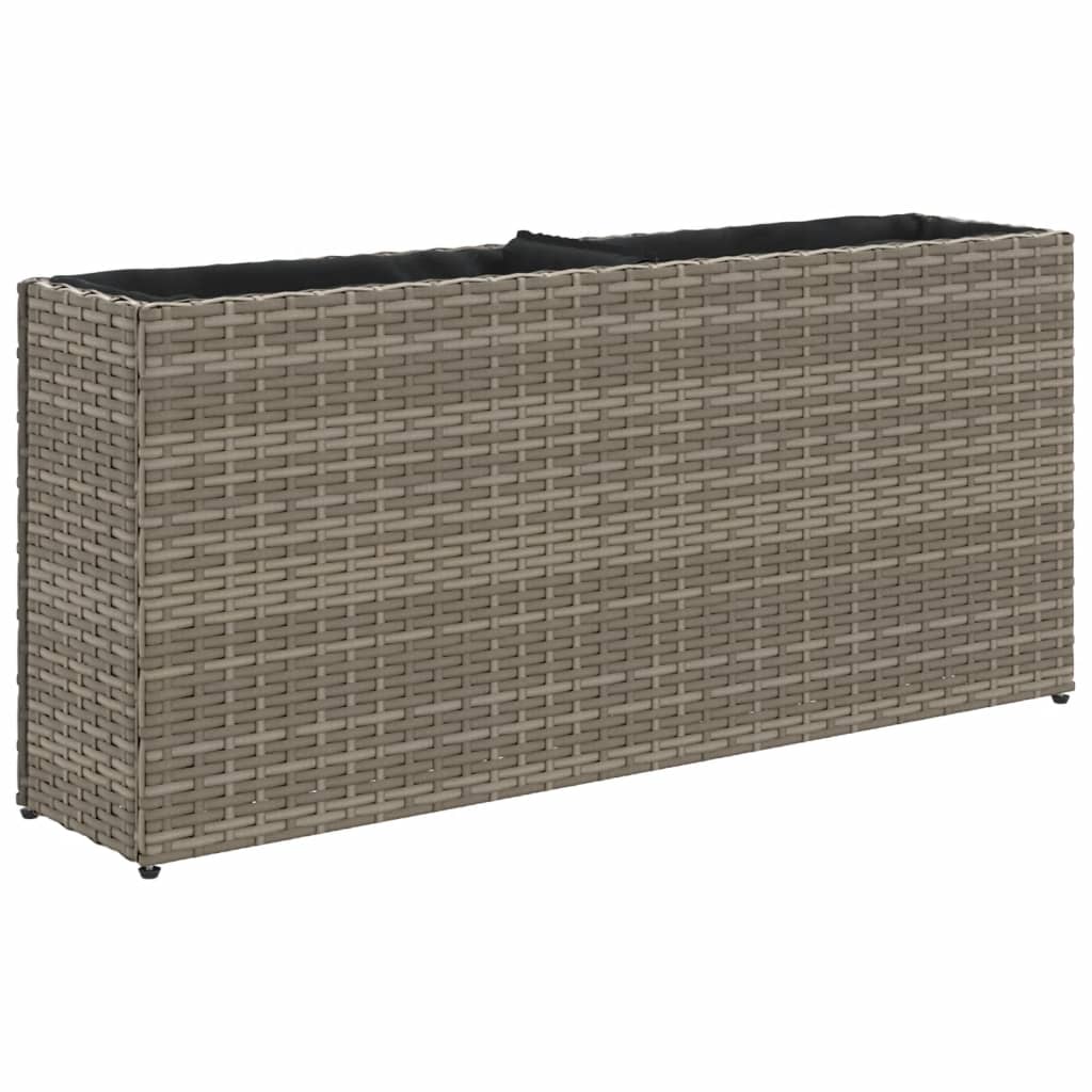 Vrtna sadilica s 2 posude siva 90 x 20 x 40 cm od poliratana