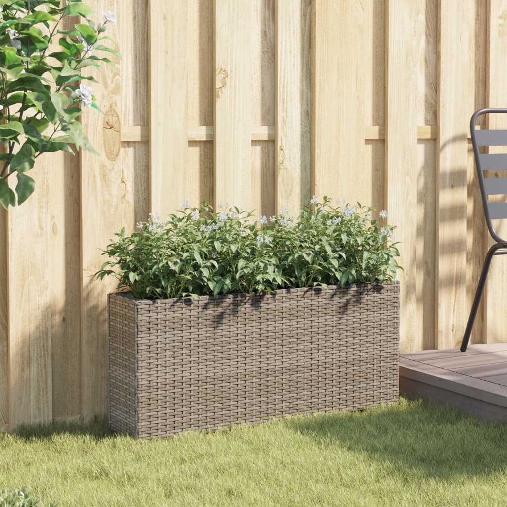 Vrtna sadilica s 2 posude siva 90 x 20 x 40 cm od poliratana