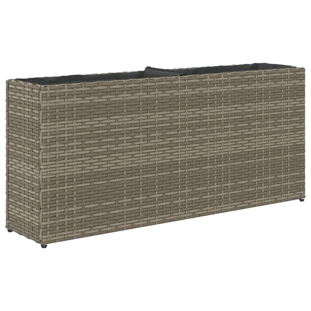 Vrtna sadilica s 2 posude siva 90 x 20 x 40 cm od poliratana
