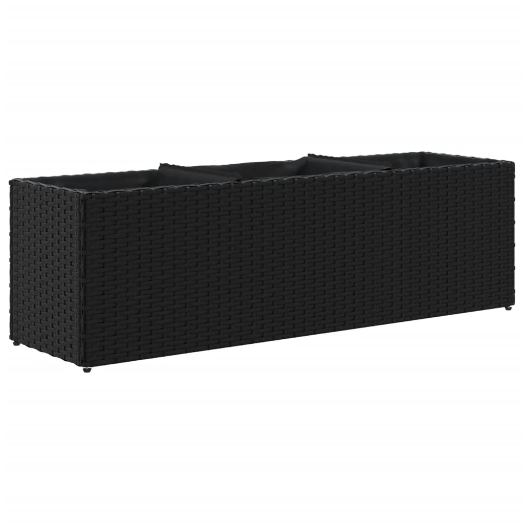 Vrtna sadilica s 3 posude crna 105 x 30 x 32 cm od poliratana