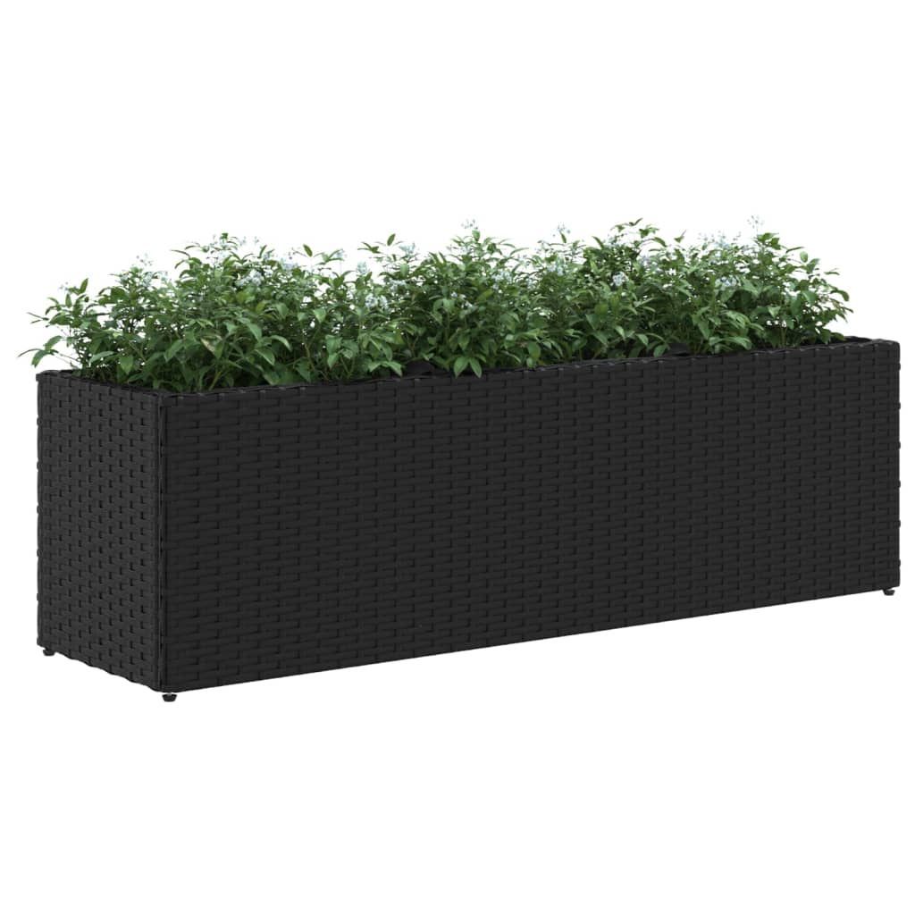 Vrtna sadilica s 3 posude crna 105 x 30 x 32 cm od poliratana