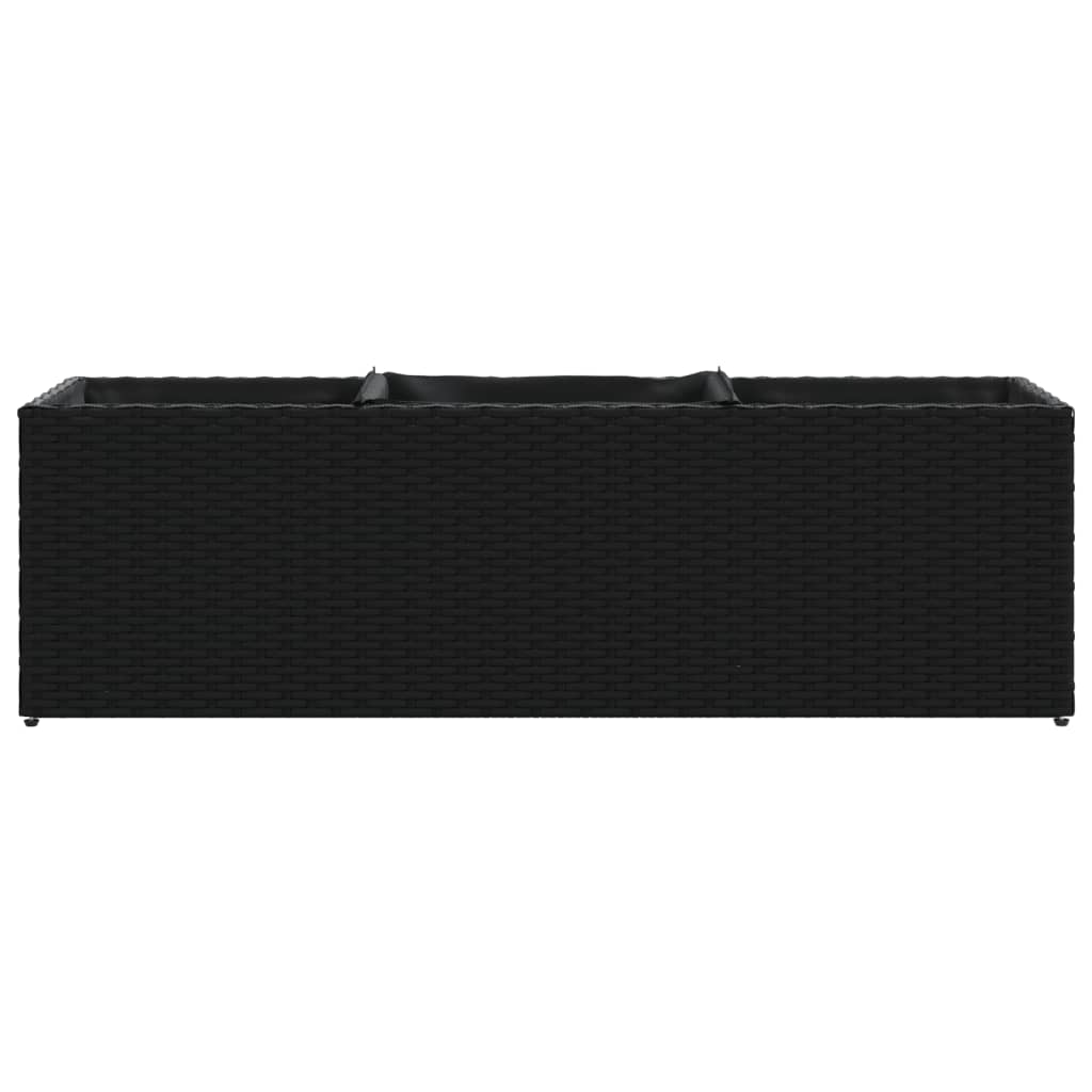Vrtna sadilica s 3 posude crna 105 x 30 x 32 cm od poliratana