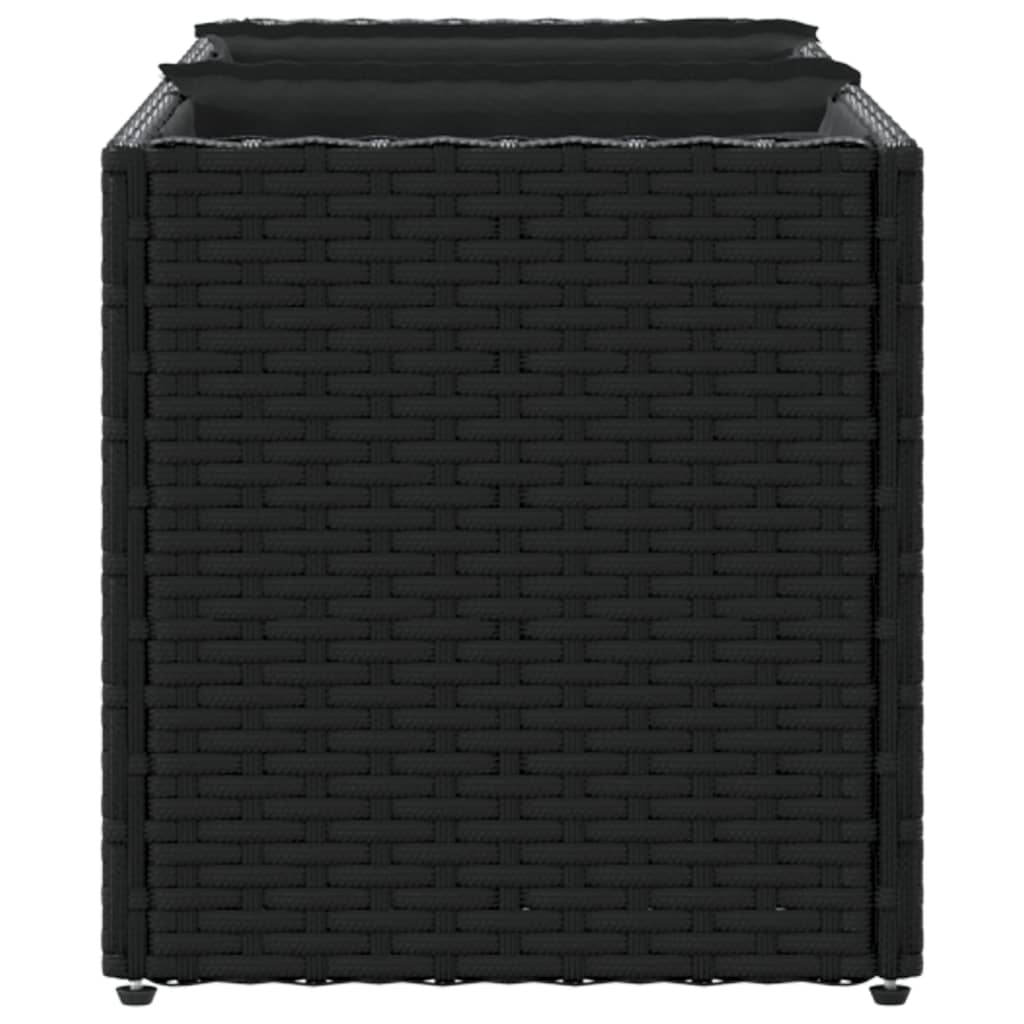 Vrtna sadilica s 3 posude crna 105 x 30 x 32 cm od poliratana