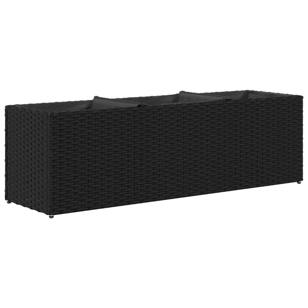 Vrtna sadilica s 3 posude crna 105 x 30 x 32 cm od poliratana