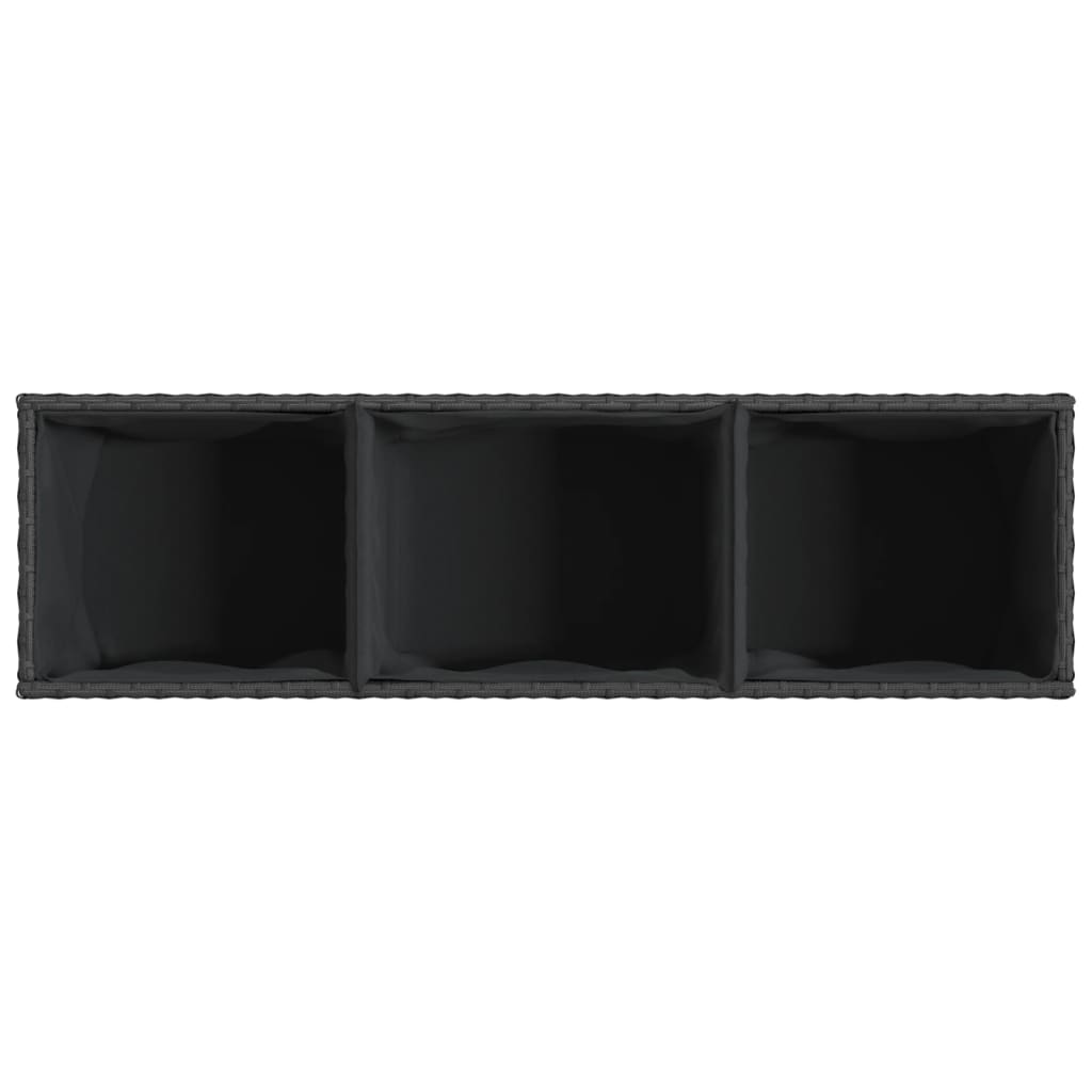 Vrtna sadilica s 3 posude crna 105 x 30 x 32 cm od poliratana