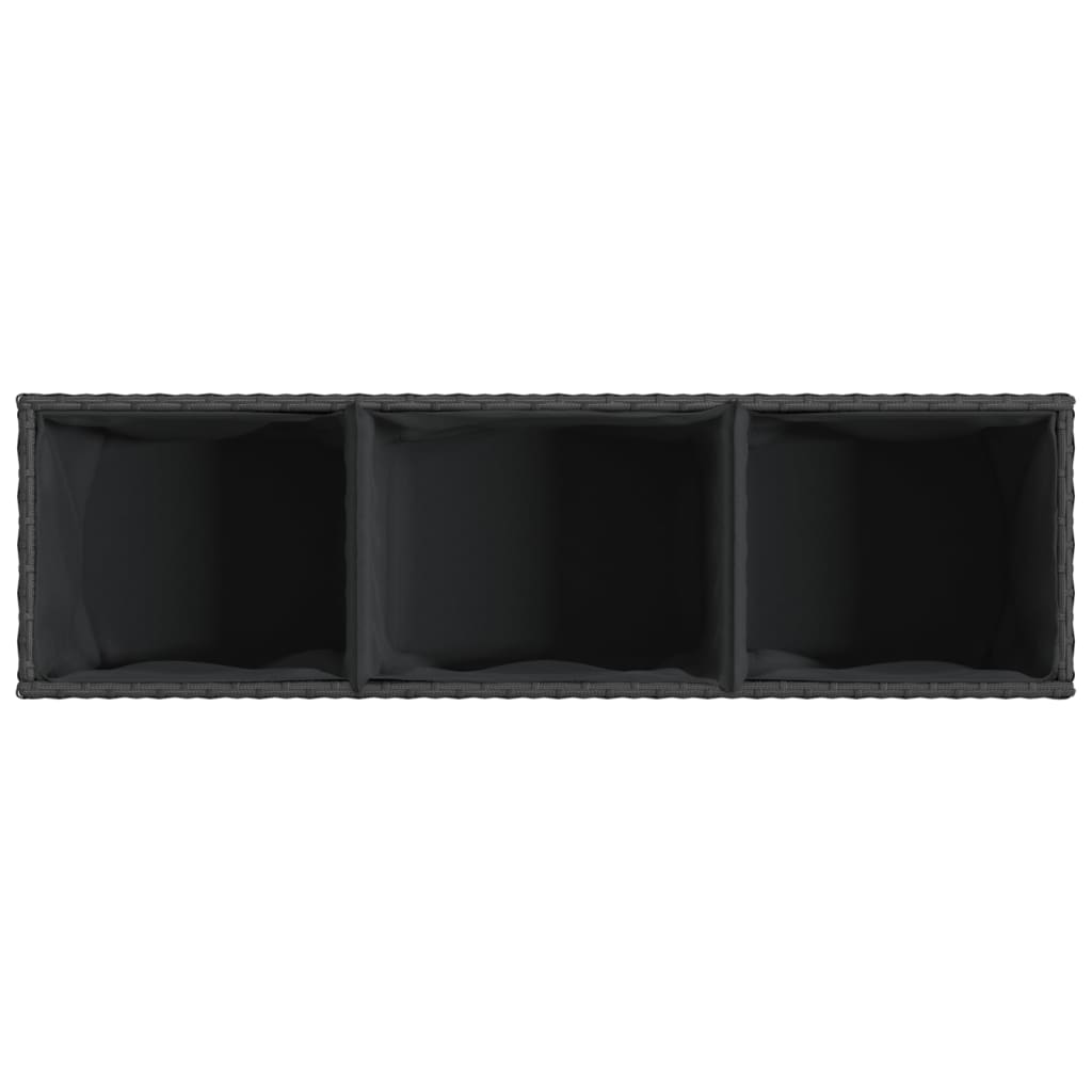 Vrtna sadilica s kotačima 3 posude crna 107x32x38 cm poliratan