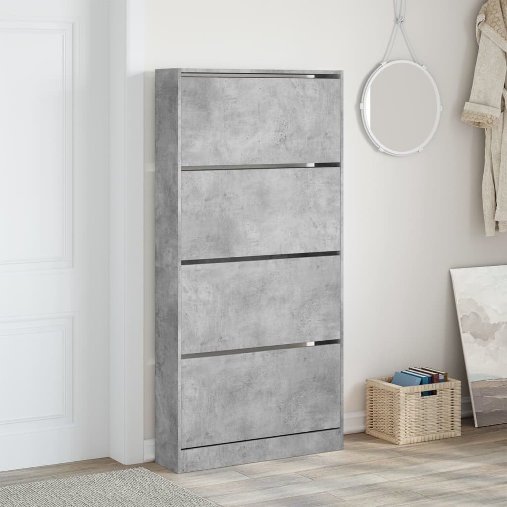 Ormarić za cipele s 4 ladice siva boja betona 80x21x163,5 cm