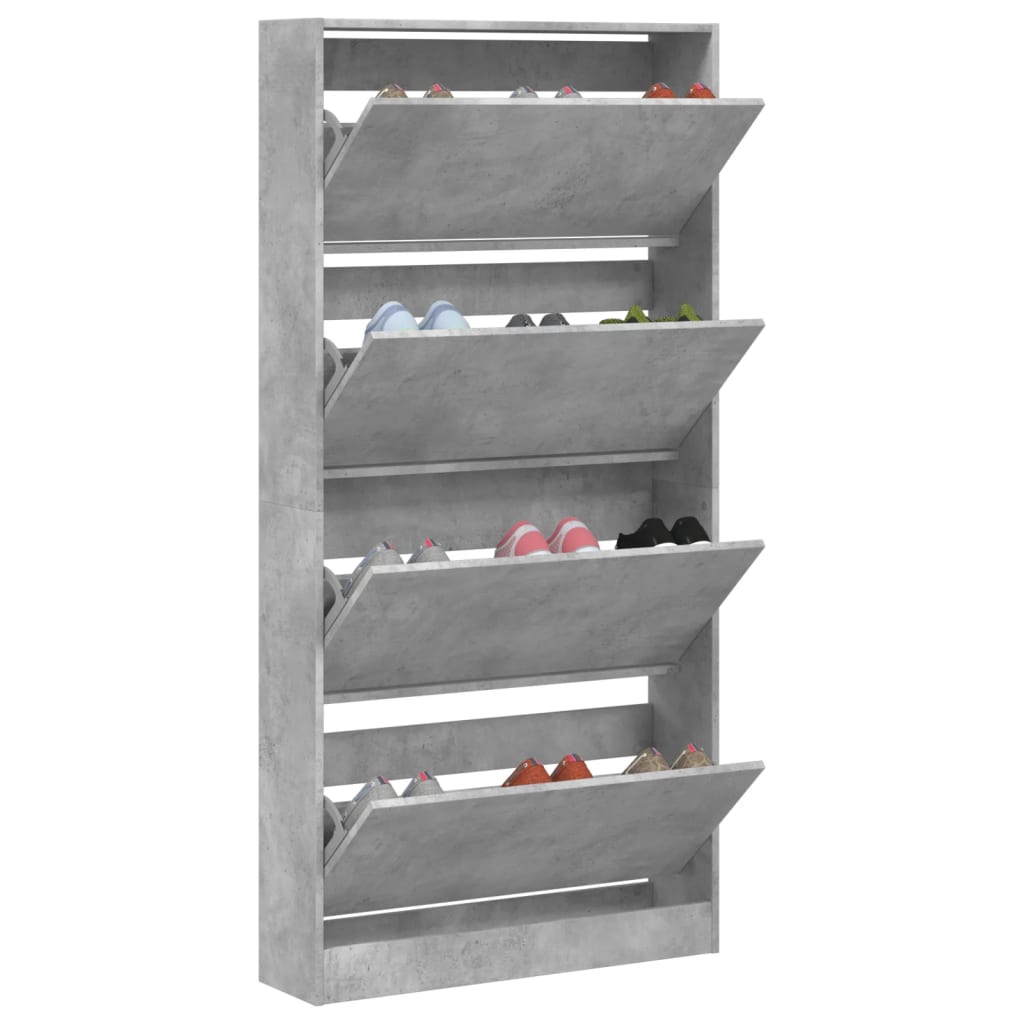 Ormarić za cipele s 4 ladice siva boja betona 80x21x163,5 cm