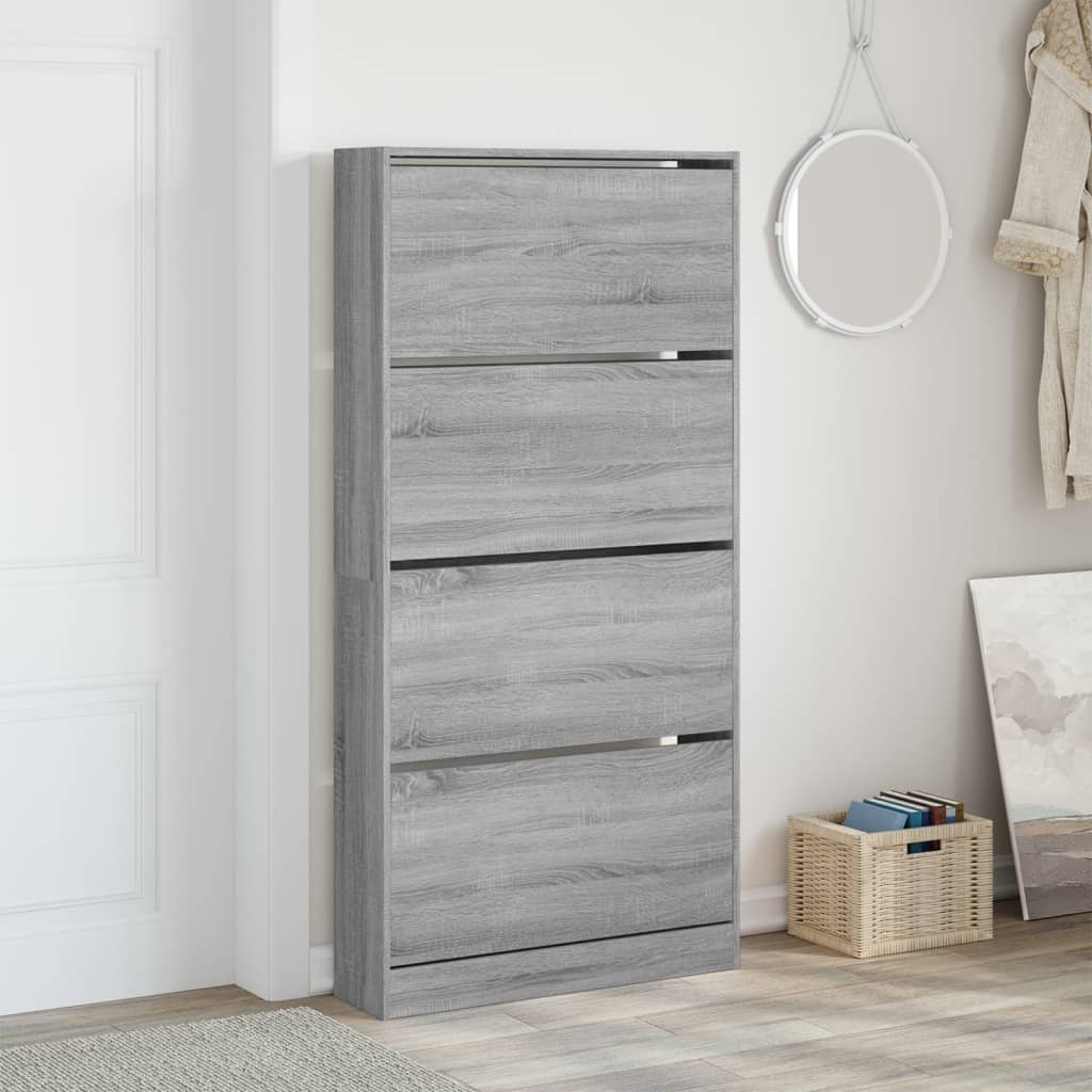 Ormarić za cipele s 4 ladice siva boja hrasta 80x21x163,5 cm