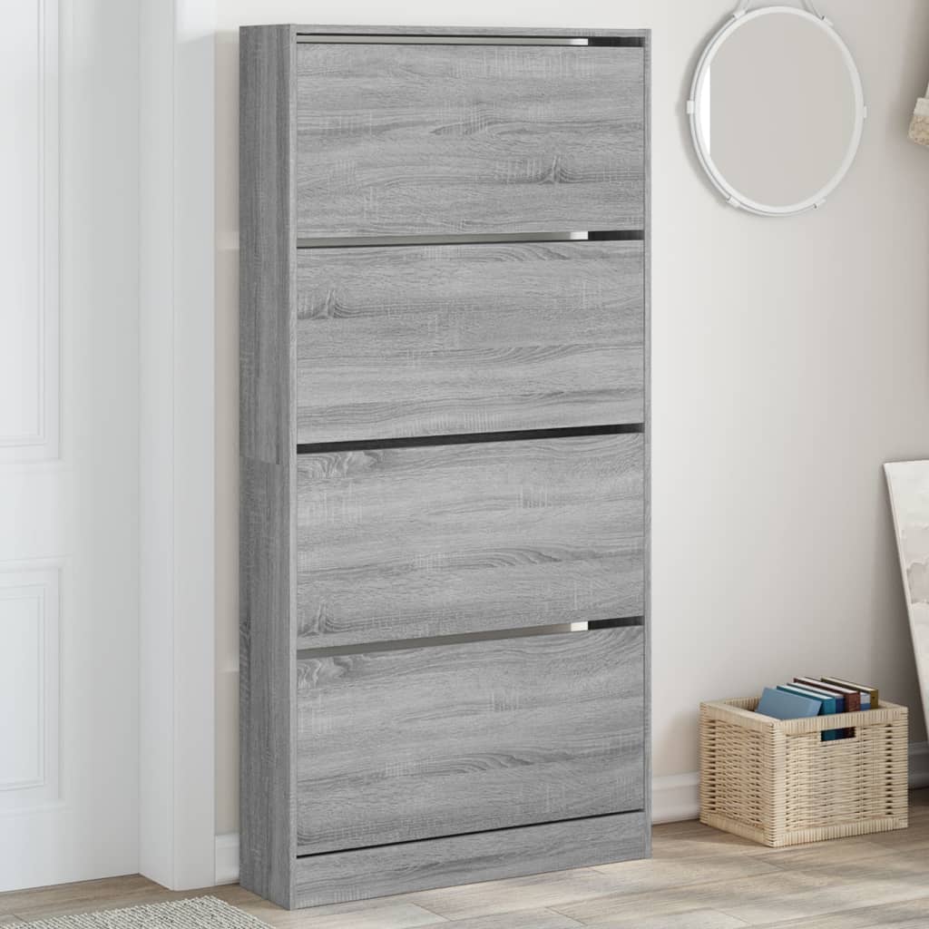 Ormarić za cipele s 4 ladice siva boja hrasta 80x21x163,5 cm