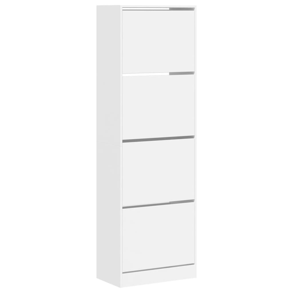 Ormarić za cipele s 4 preklopne ladice bijeli 60x34x187,5 cm