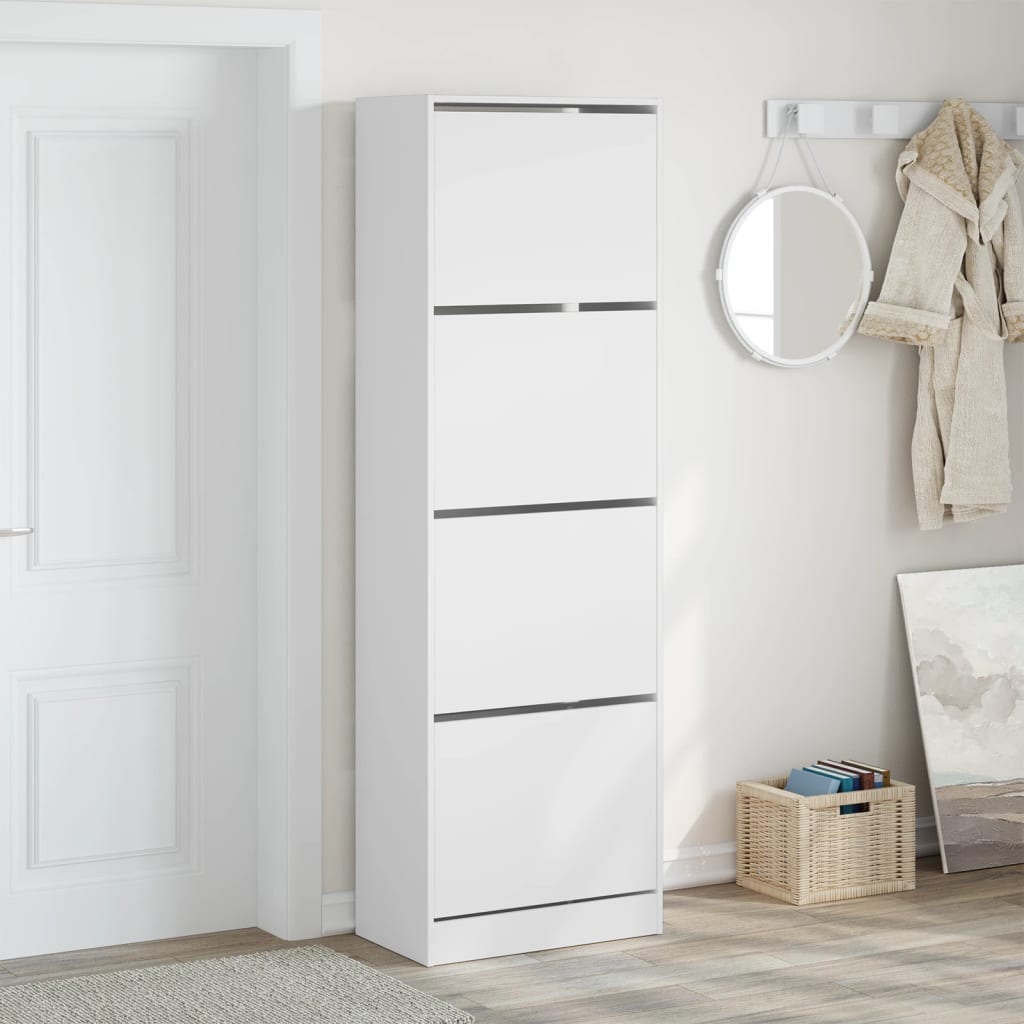 Ormarić za cipele s 4 preklopne ladice bijeli 60x34x187,5 cm