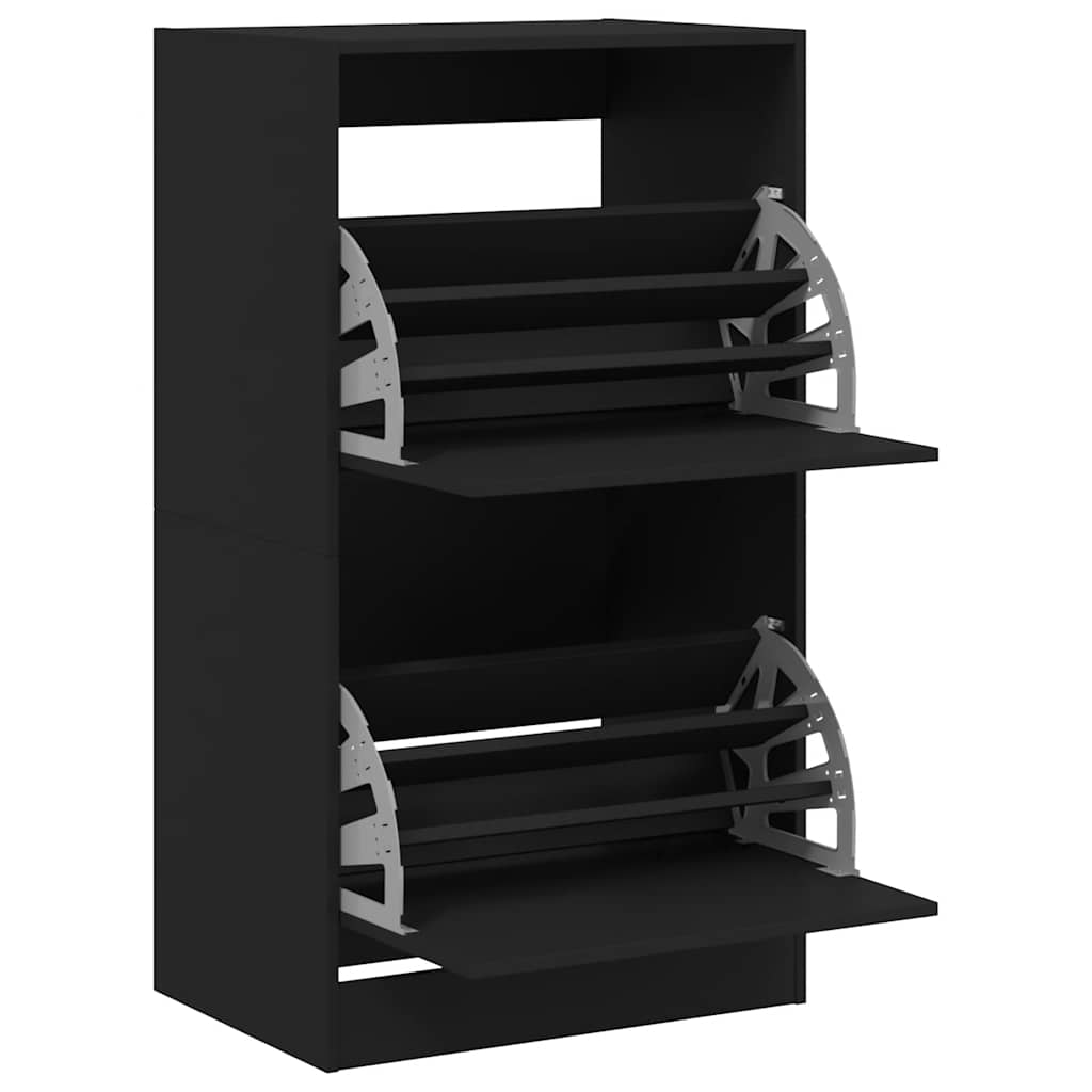 Ormarić za cipele s 2 preklopne ladice crni 60 x 42 x 108 cm
