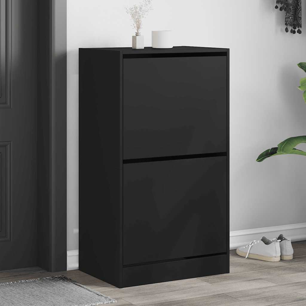 Ormarić za cipele s 2 preklopne ladice crni 60 x 42 x 108 cm