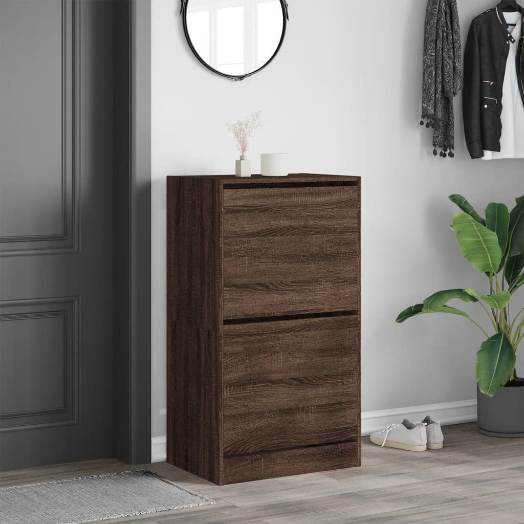 Ormarić za cipele s 2 ladice smeđa boja hrasta 60 x 42 x 108 cm