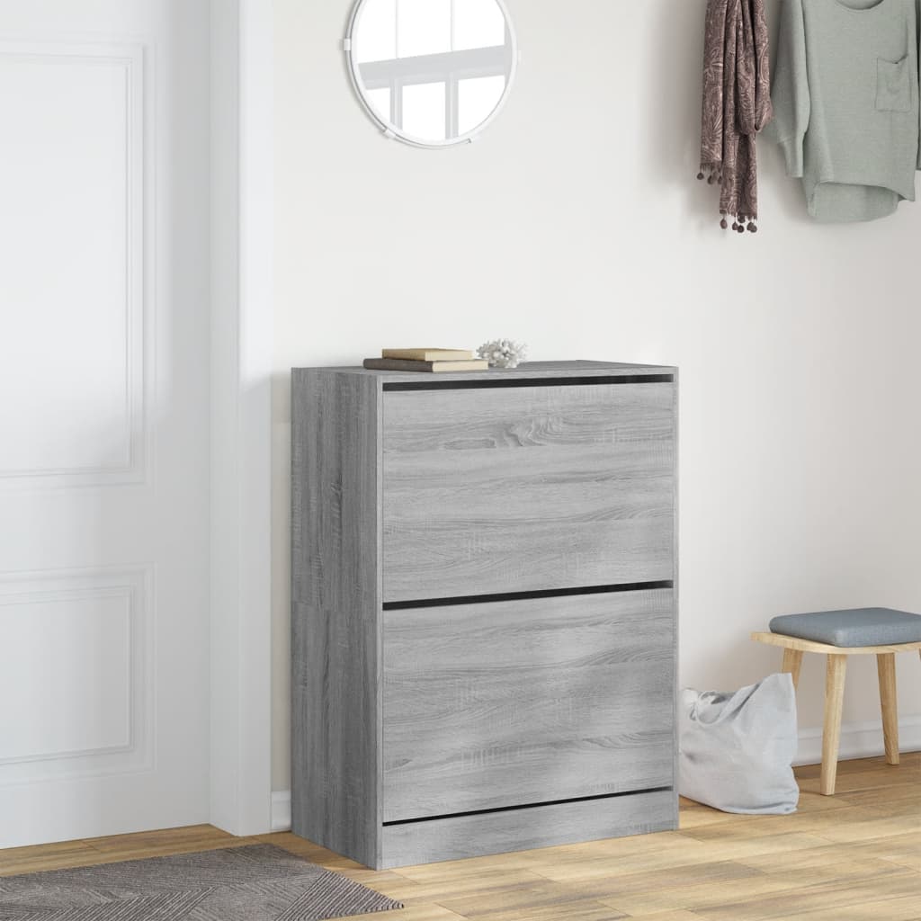 Ormarić za cipele s 2 preklopne ladice boja hrasta 80x42x108 cm