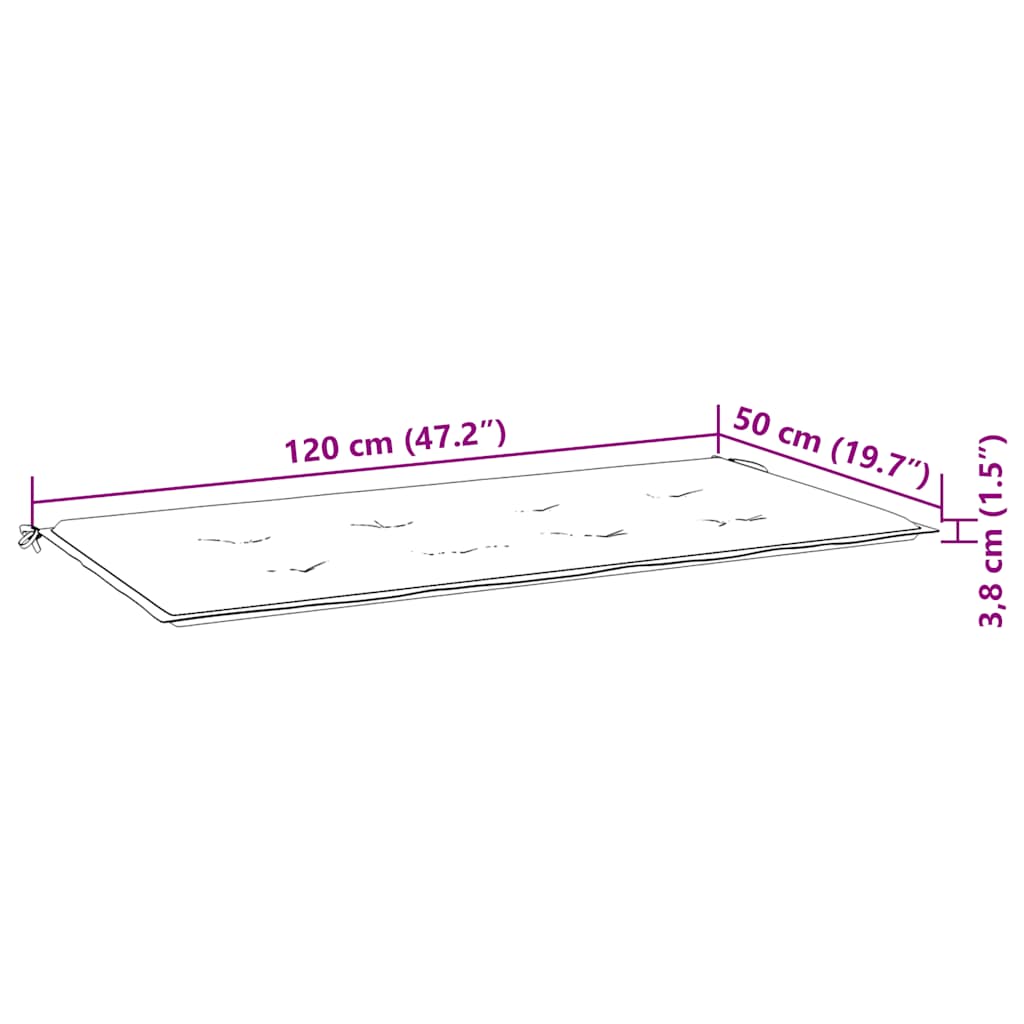 Jastuk za vrtnu klupu modri 120x50x4 cm od tkanine Oxford