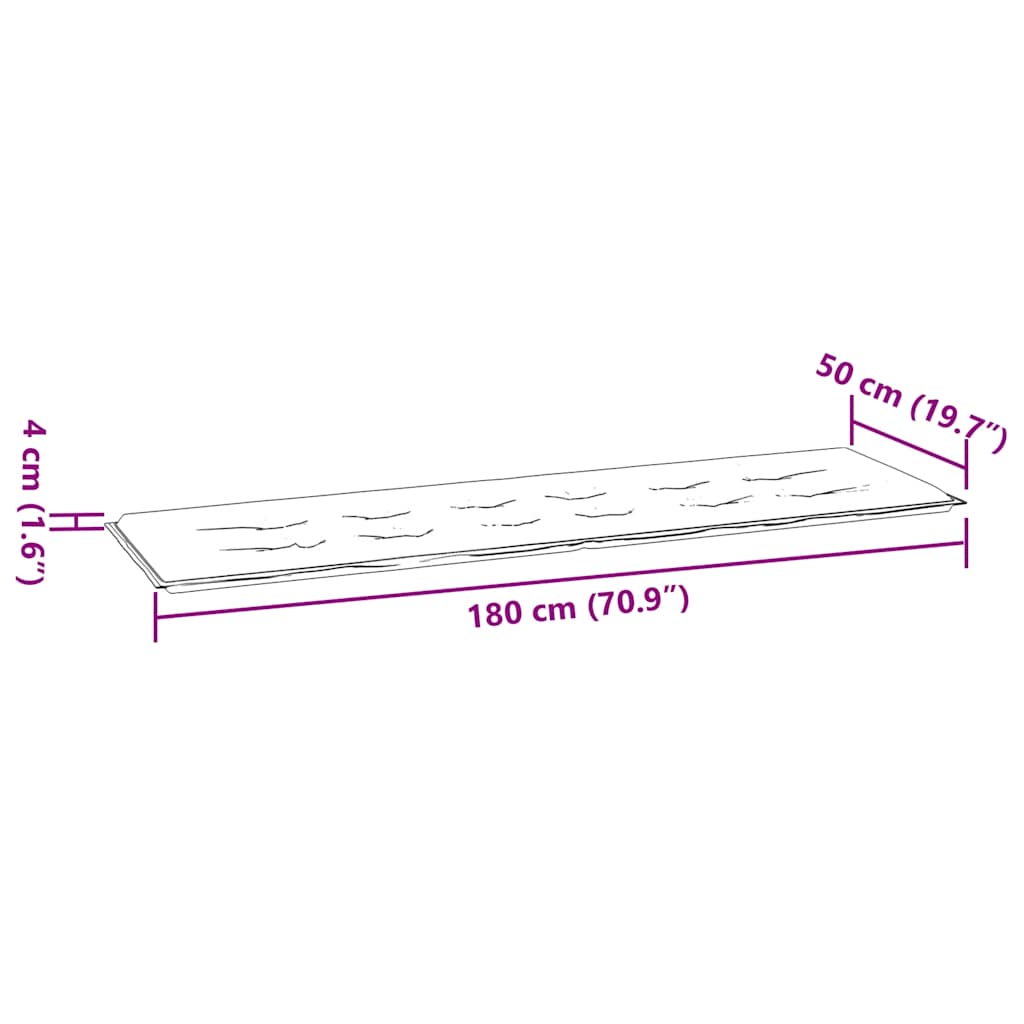 Jastuk za vrtnu klupu modri 180x50x4 cm od tkanine Oxford