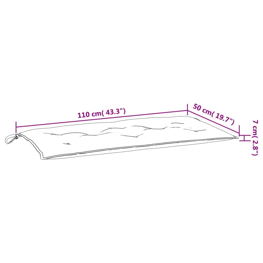 Jastuk za vrtnu klupu modri 110x50x7 cm tkanine Oxford