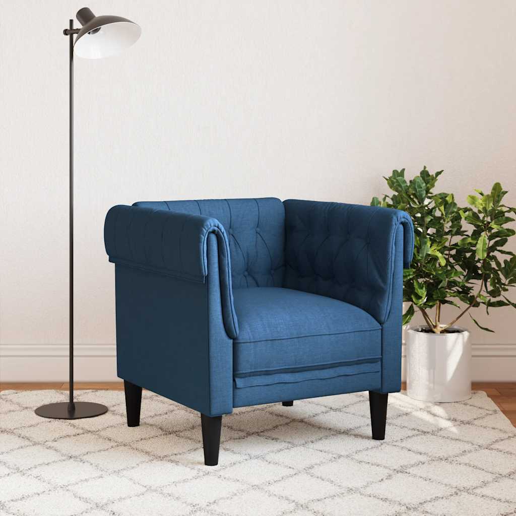 Fotelja Chesterfield plava od tkanine